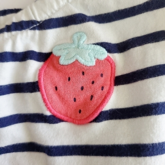 K1153 * Carter's Strawberry Appliqué Striped Top White Navy Size 12M - Picture 7 of 7